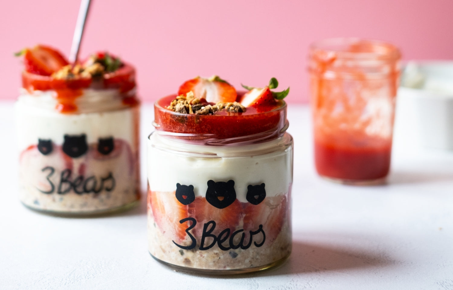 Cheesecake Overnight Oats Erdbeeren