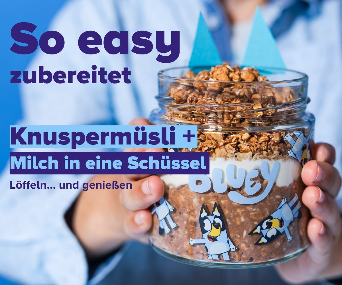 Easy preparation: add crunchy muesli + milk to a bowl, spoon and enjoy