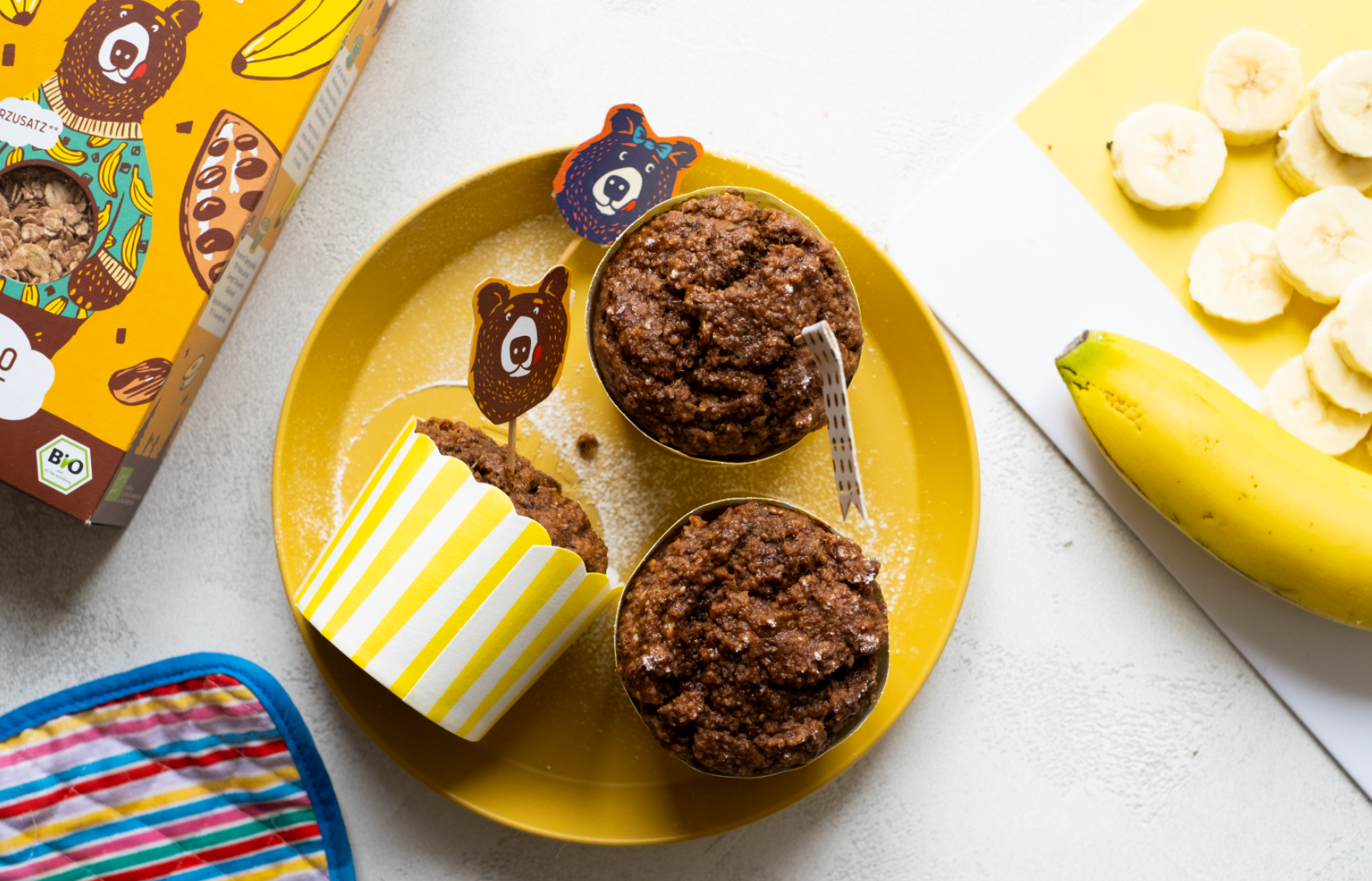 Schokoladige Bananen-Muffins für kleine Abenteurer