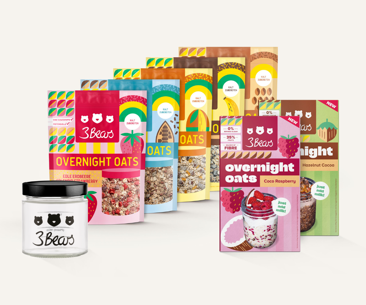 3Bears Overnight Oats Limited-Edition-Set with jar, naturally sweet, no additives, and 100% vegan 